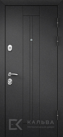 Фото «Железная дверь графит с геометрией и МДФ орех классика №52»