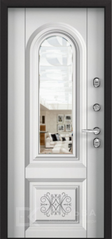 Фото №2 «Входная дверь антрацит белая МДФ с арочным зеркалом для квартиры №78»