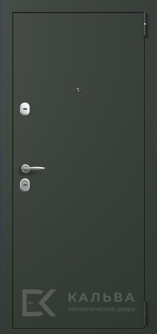 Фото «Входная дверь тёмно-зелёная с махагоновой МДФ для частного дома»