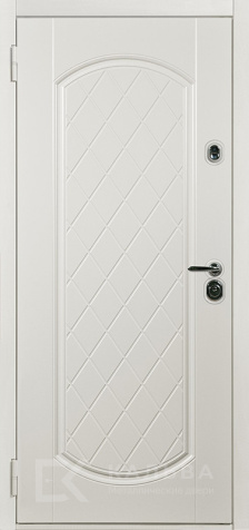 Фото №2 «Входная дверь тёмный орех с белой МДФ ромбами №1»