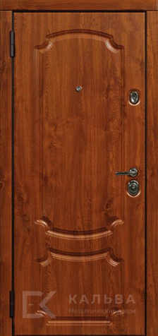 Фото №2 «Железная дверь дуб светлый с плетёной фрезеровкой и орехом №28»